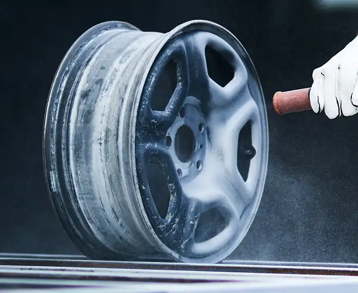 Blasting an allow wheel