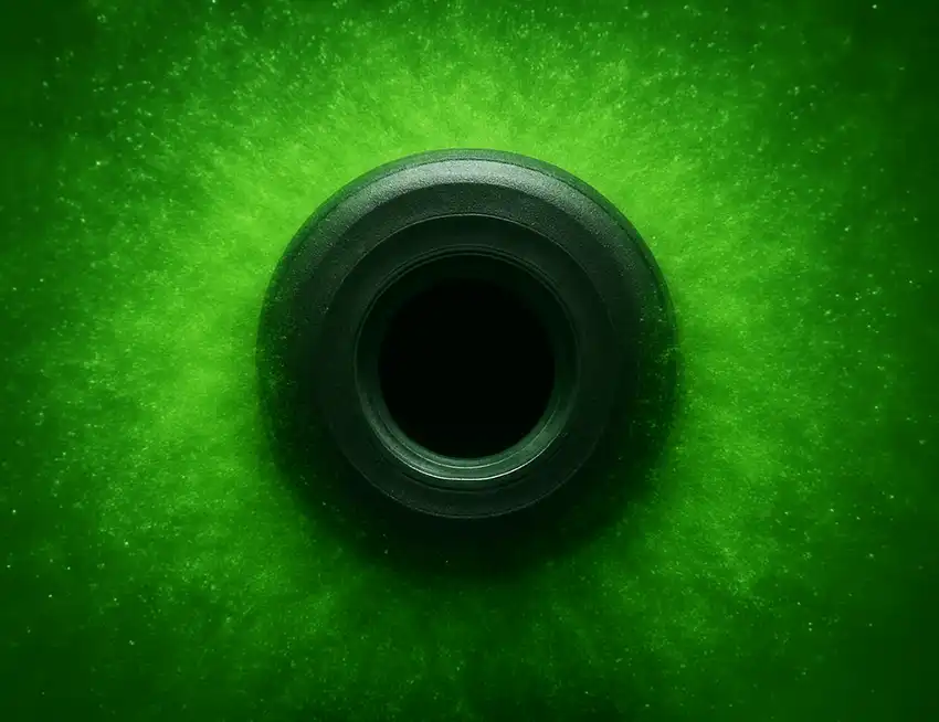 Close up of powder coating nozzle