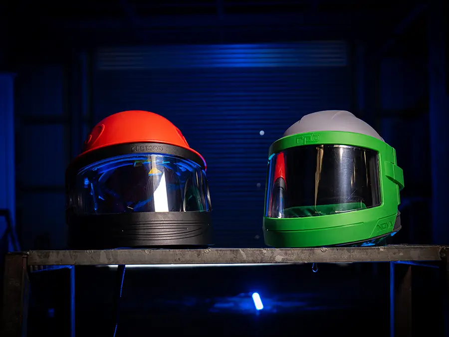 Abrasive blasting helmets