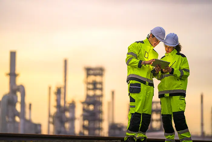 Engineers in safety gear