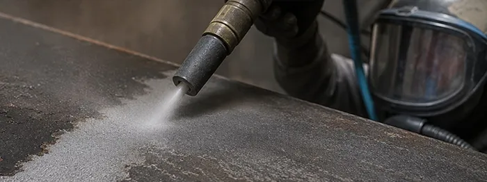 Abrasive blast cleaning in action