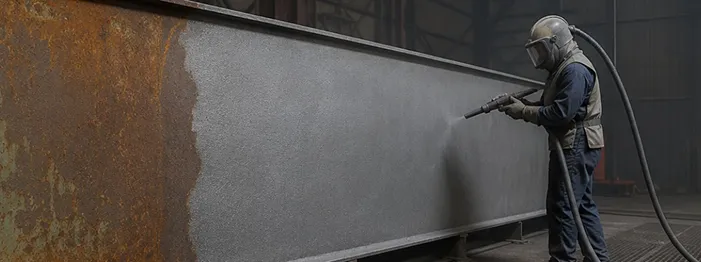 Abrasive blast cleaning in action