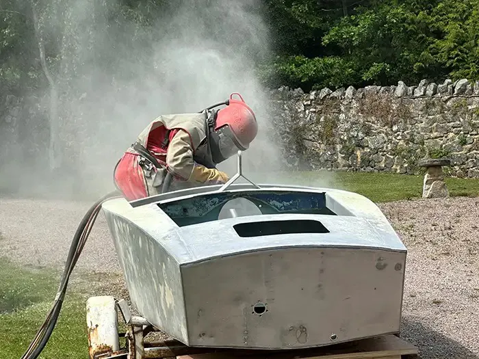 Abrasive blasting in action Abrasive blasting in action